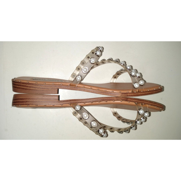 Steve Madden Women's Skyler Flat Sandal Clear Pearl 7.5 - Picture 6 of 8